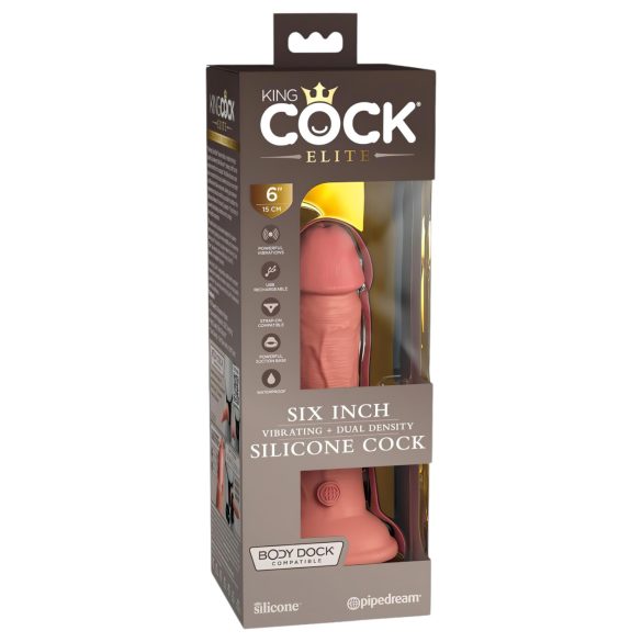 King Cock Elite 6 - realistisk vibrator 15 cm (mörk natur)