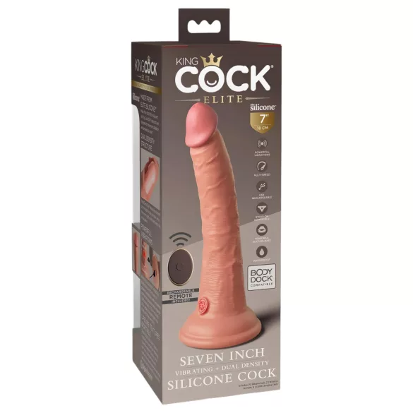 King Cock Elite 7 - dildo med sugkopp och fjärrkontroll 18 cm - natur