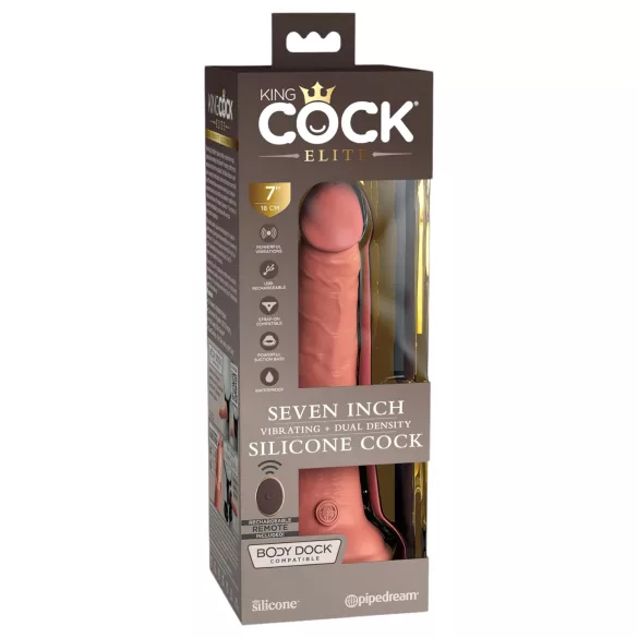 King Cock Elite 7 - dildo med sugkopp och fjärrkontroll 18 cm - natur