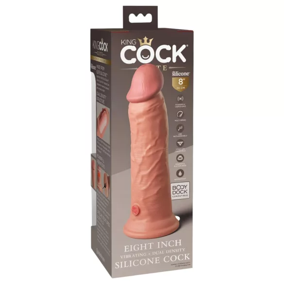 King Cock Elite 8 - dildo med sugkopp och vibrator - 20 cm - natur