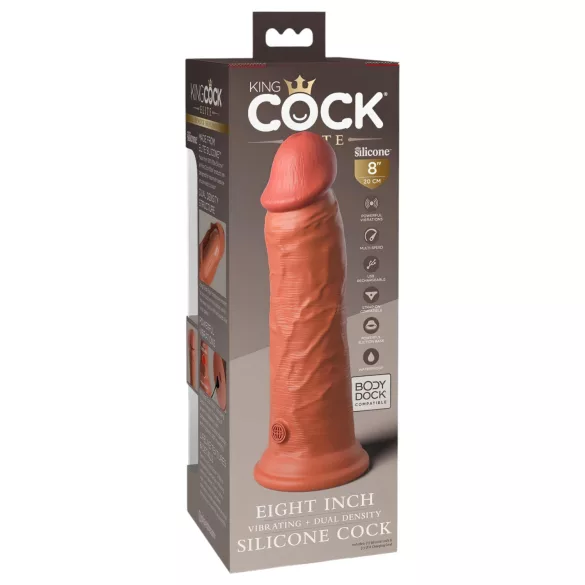 King Cock Elite 8 - realistisk vibrator 20 cm - mörk hudfärg