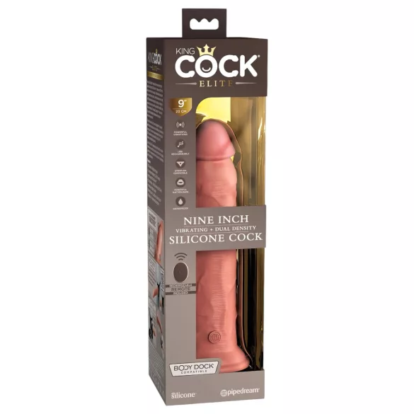 King Cock Elite 9 - dildo med sugkopp och vibrator 23cm - naturfärg