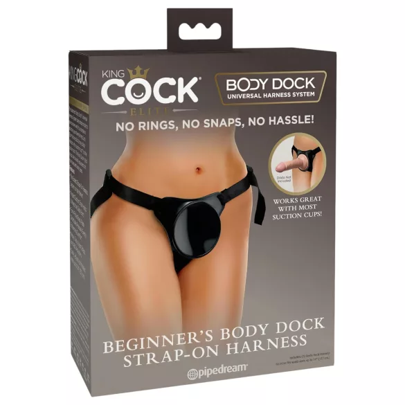 King Cock Elite - strap-on trosor - justerbar - svart