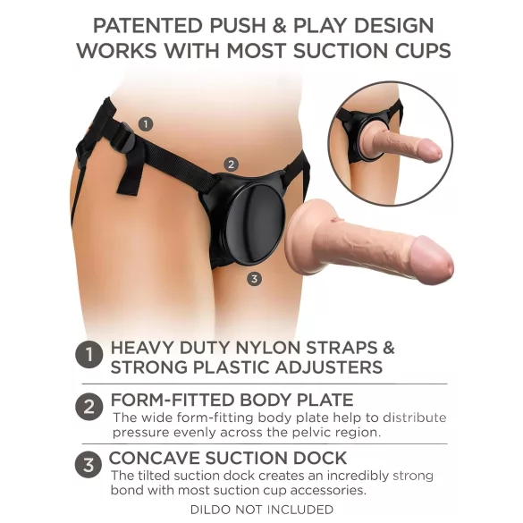 King Cock Elite - strap-on trosor - justerbar - svart