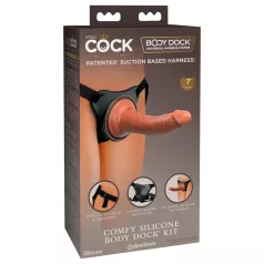   King Cock Elite Comfy - strap-on dildo med sele - mörk hudfärg