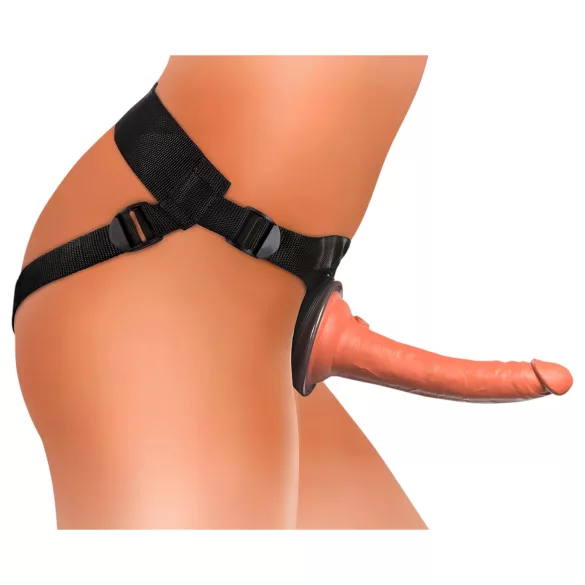 King Cock Elite Comfy - strap-on dildo med sele - mörk hudfärg