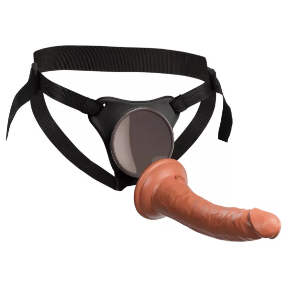 King Cock Elite Comfy - strap-on dildo med sele - mörk hudfärg