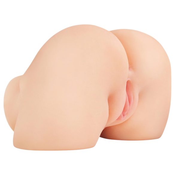 PDX Elite - vibratorisk 2-i-1 masturbator - naturfärg