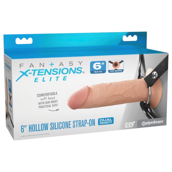 X-TENSION Elite - ihålig strap-on dildo - naturfärg