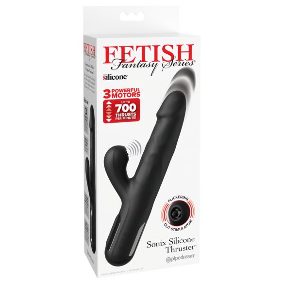 Fetish - vibrator med 3 motorer - stötrörelser - svart