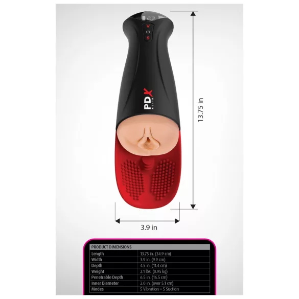 PDX Elite Fuck-O-Mat Pro XL - stimulerande sugande vibrerande masturbator (svart)