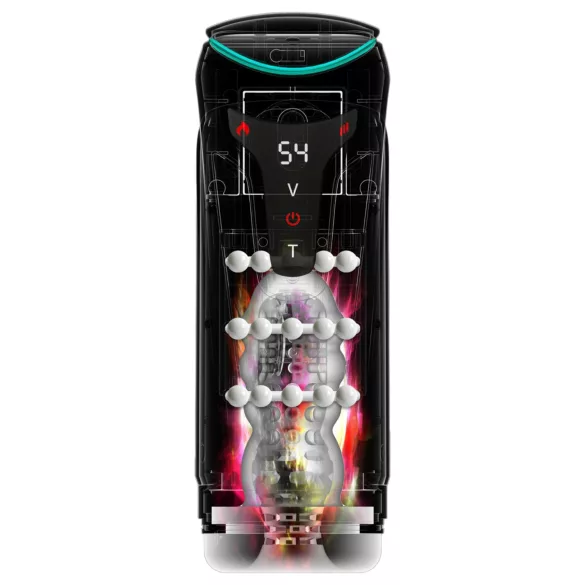 PDX Elite Moto-Bator Pro - pärlstruktur, uppvärmd stötande masturbator (svart)