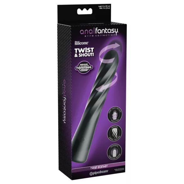 Anal Fantasy Twist Ecstasy - roterande-stötande analvibrator (svart)