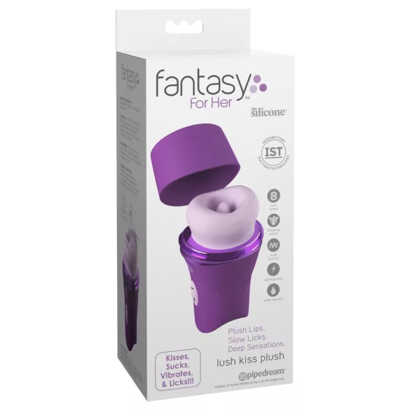 Fantasy For Her Lush Kiss Plush - sug- och tungvibrator för klitoris (lila)