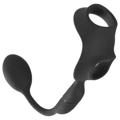 Rebel - penis- och pungring med analvibrator (svart)