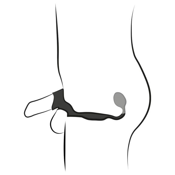 Rebel - penisring och pungvibrator med analvibrator - svart