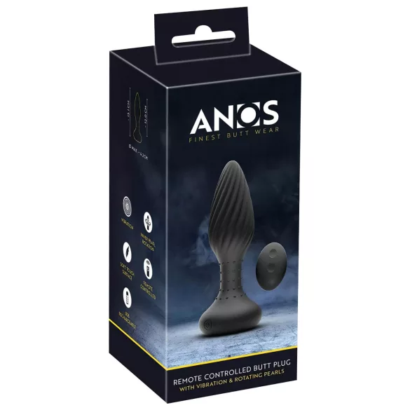ANOS - roterande analvibrator med pärlor - svart