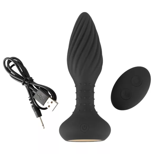 ANOS - roterande analvibrator med pärlor - svart