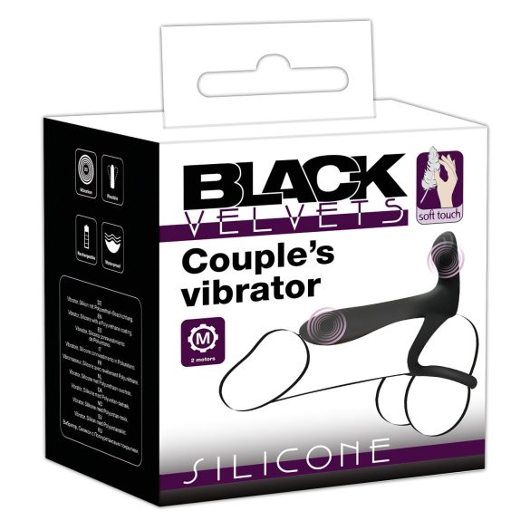 Black Velvet - laddningsbar 2-i-1 parvibrator & penisring (svart)