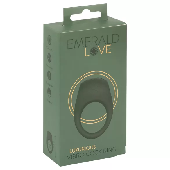 Emerald Love - penisring med vibration - uppladdningsbar vattentät - grön