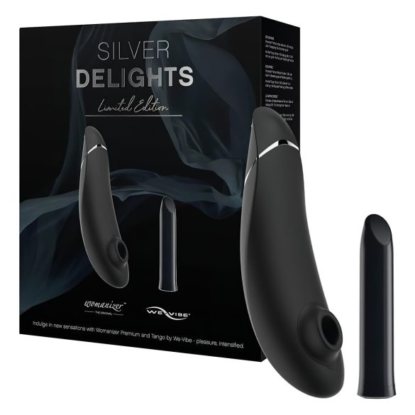 Womanizer Silver Delights - luftvågsvibrator set (svart)