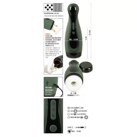 Rebel - Masturbator - Sug och vibration - Uppladdningsbar