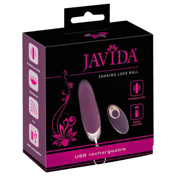 Javida Shaking Love - fjärrstyrt vibratorägg med stötfunktion - lila