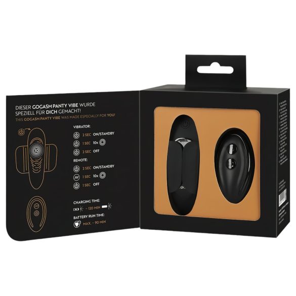 GoGasm Panty - trådlös klitorisstimulator vibrator - uppladdningsbar svart