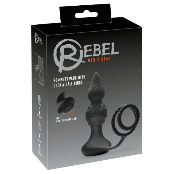 Rebel 2i1 - Trådlös analvibrator med penisring (svart)