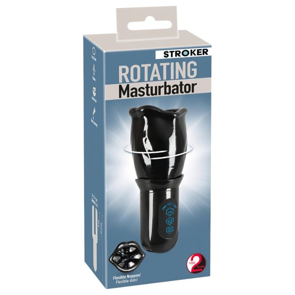STROKER Roterande - uppladdbar roterande mun masturbator (svart)