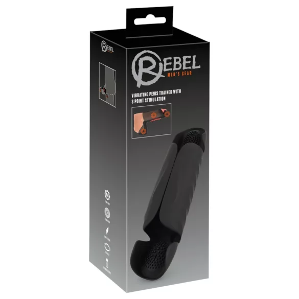 Rebel - penistoppvibrator med 3 motorer - svart