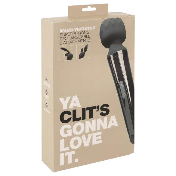 Ya Clit Wand - laddningsbart massagestav-set svart
