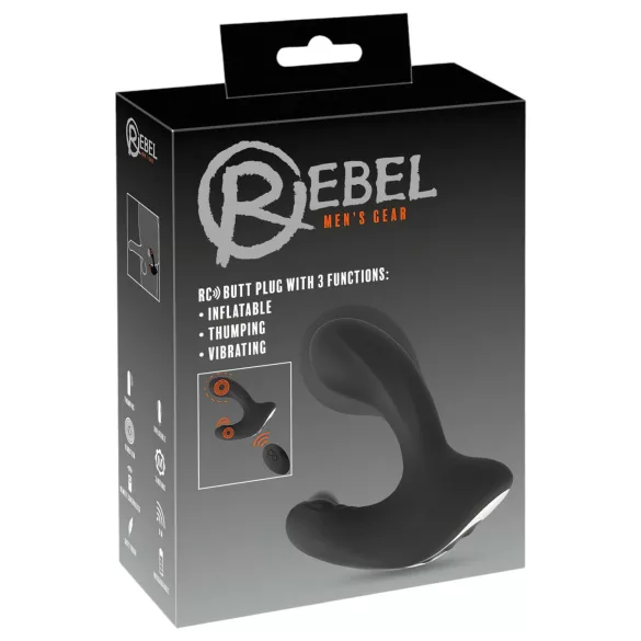 Rebel RC - uppladdningsbar fjärrstyrd uppblåsbar analvibrator - svart