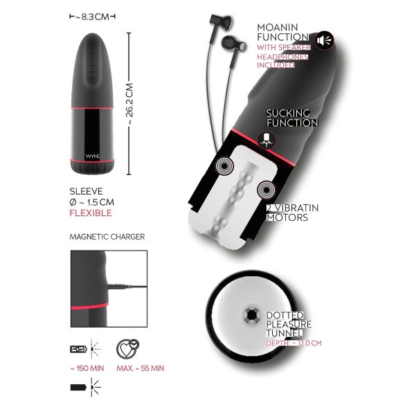 WYNE 02 - Uppladdningsbar sugande vibrator (svart-vit)