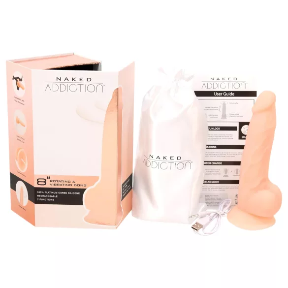 Naked Addiction - roterande dildo vibrator - 20 cm - natur