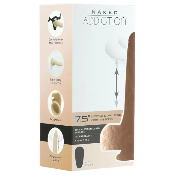Naked Addiction - Thrusting vibrator - 19 cm - hudfärgad
