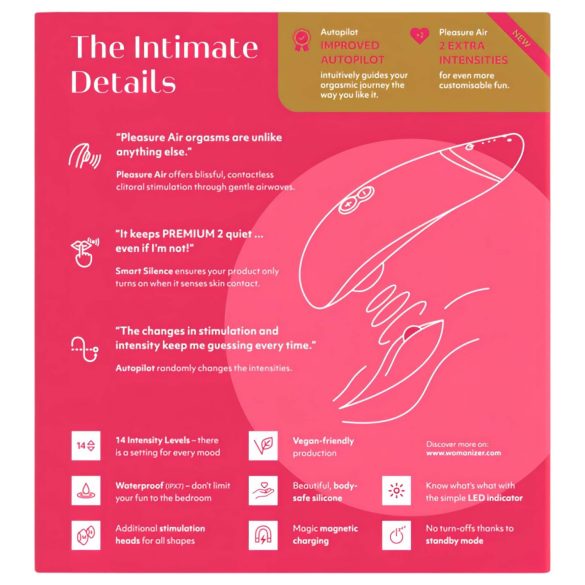Womanizer - lufttrycksvibrator för klitoris - Premium 2 - rosa