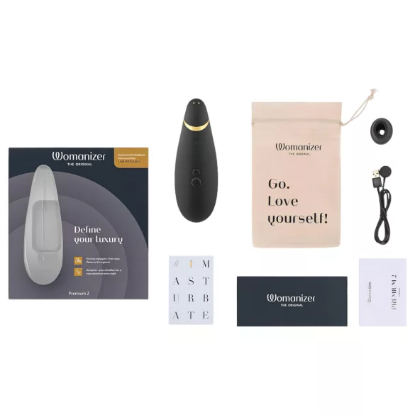 Womanizer Premium 2 - lufttryck vibrator för klitoris - svart