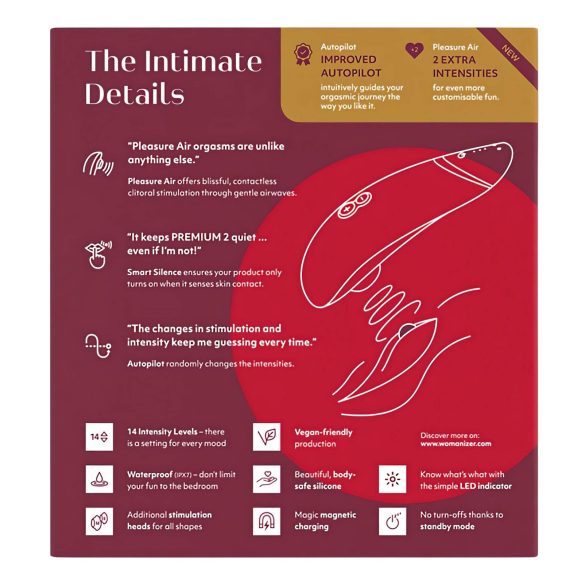 Womanizer - lufttryck vibrator för klitoris - Premium 2 - röd