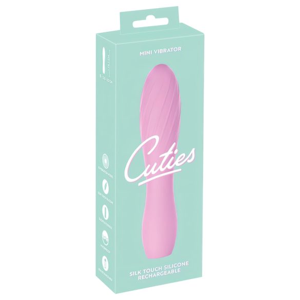 Cuties Mini 3 - uppladdningsbar, vattentät och ribbad vibrator (rosa)