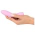 Cuties Mini 3 - uppladdningsbar, vattentät och ribbad vibrator (rosa)