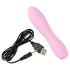 Cuties Mini 3 - uppladdningsbar, vattentät och ribbad vibrator (rosa)