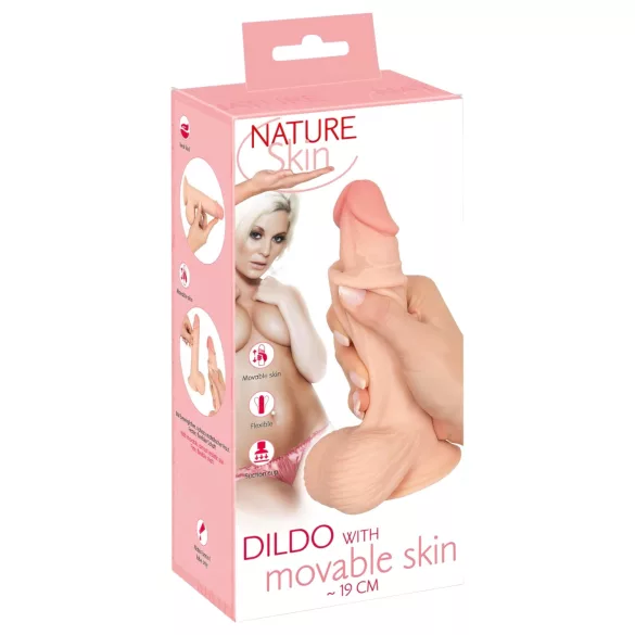 Nature Skin - dildo med hudstruktur - 19 cm - naturfärg
