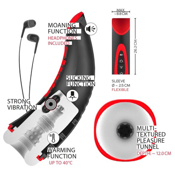 WYNE 03 - Uppladdningsbar Vibration & Sugitonmasturbator (svart)