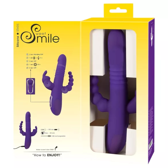 SMILE Triple - vibrator med tre armar - roterande och stötande - lila