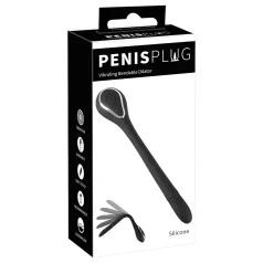   Penisplugg-dilator - uppladdningsbar, vibrerande dilator (1 cm, svart)