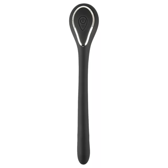 Penisplugg-dilator - uppladdningsbar, vibrerande dilator (1 cm, svart)