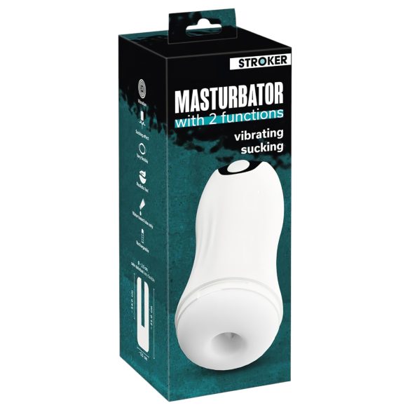 STROKER - Uppladdningsbar, Sug- och Vibrationsmasturbator (Vit)