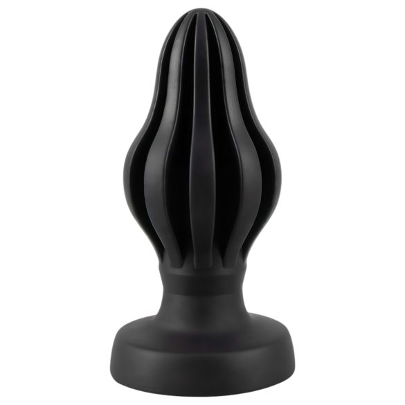 ANOS - Mjuk ribbad analplugg 5 cm - Svart