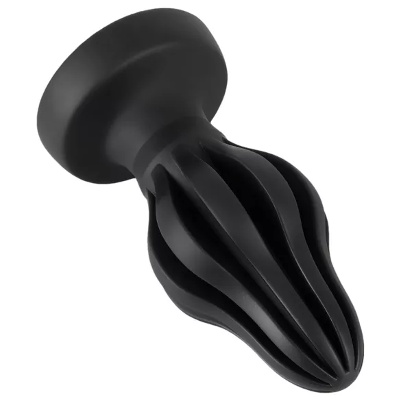 ANOS - räffad mjuk buttplugg - 7 cm (svart)